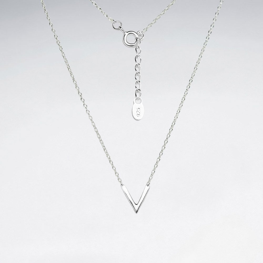 Sterling Silver Chevron V Necklace