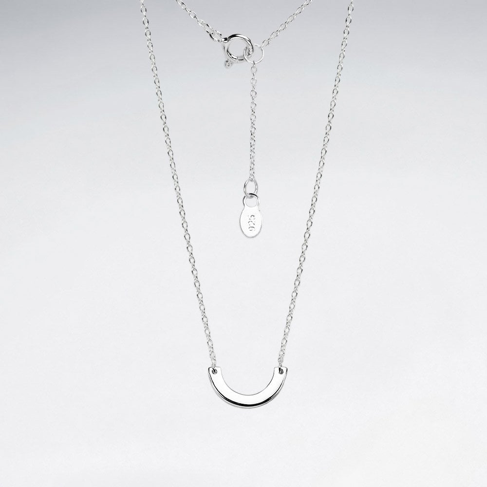 Sterling Silver Geometric Half Curve Circle Necklace