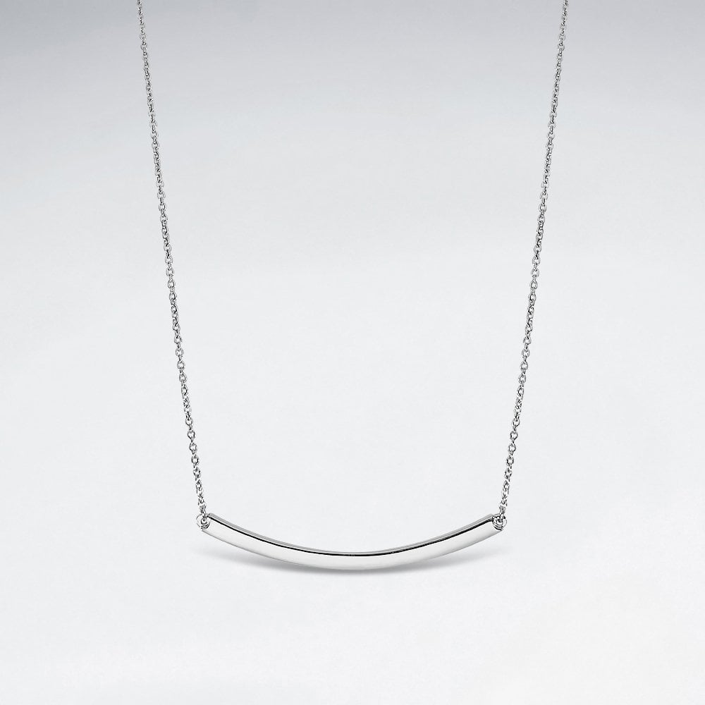 Curved Bar Necklace in Sterling Silver