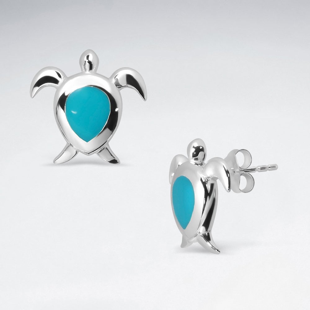 Sterling Silver Sea Life Abalone Turtle Earrings