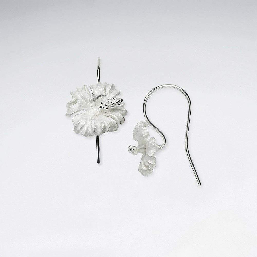 Elegant Sand Blasted Sterling Silver Flower Earrings