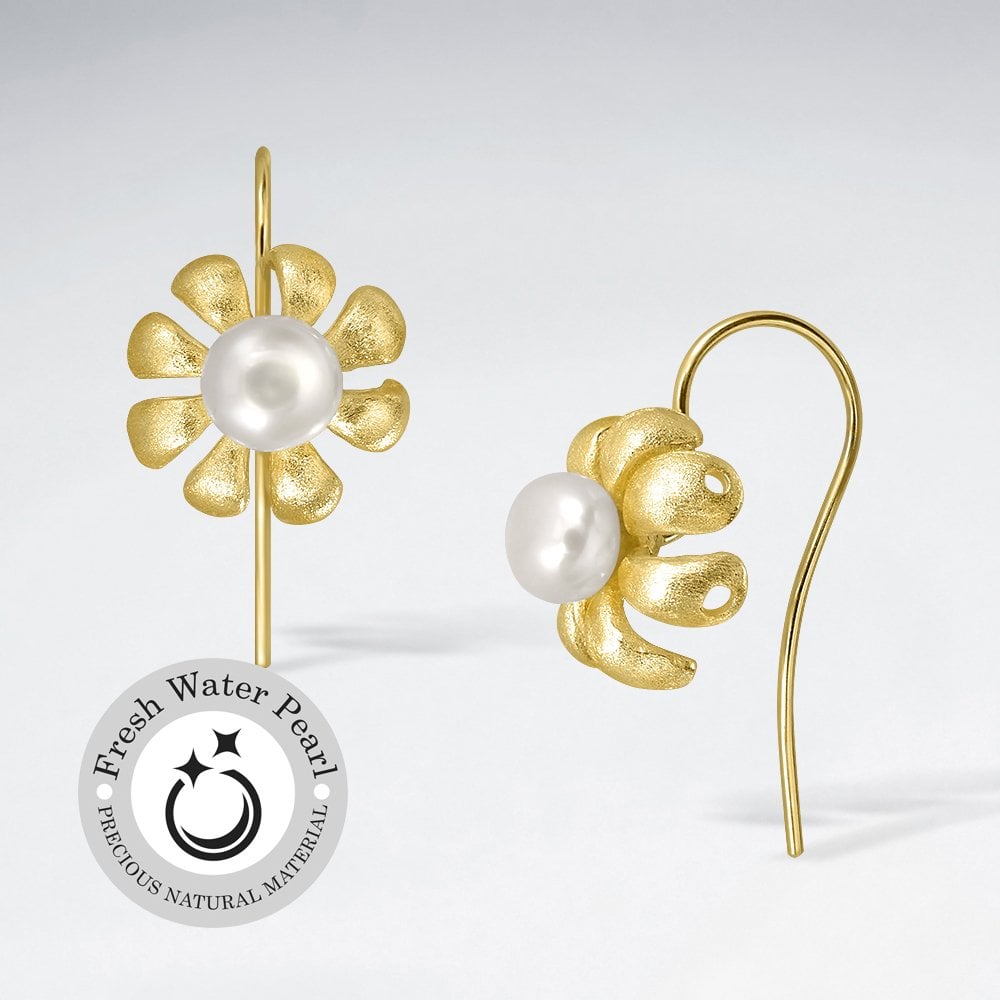 Botanical Lovelies Matte Silver Pearl Hook Earrings