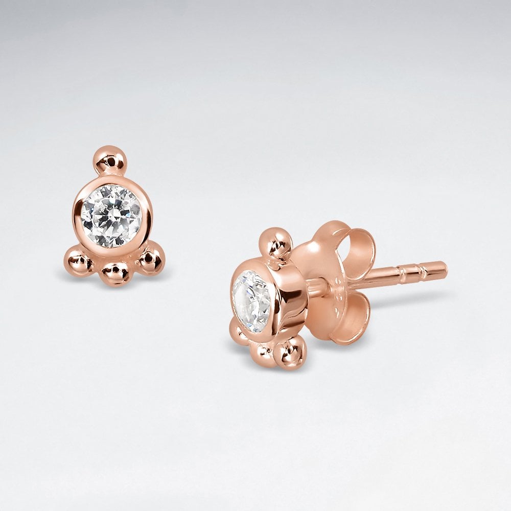 Sterling Silver Solitaire Cubic Zirconia Stud Earrings