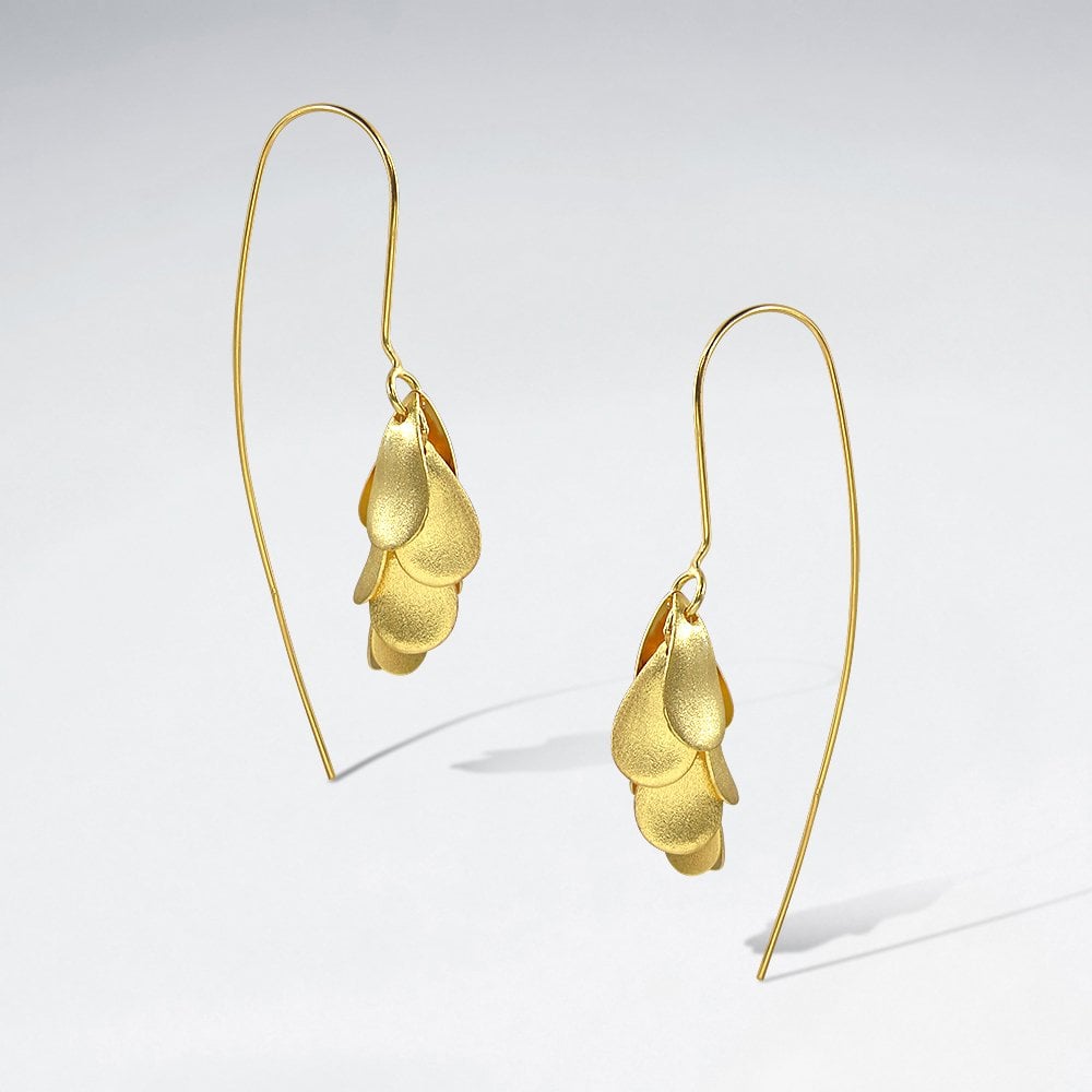Matte Silver Teardrop Cascade Threader Earrings