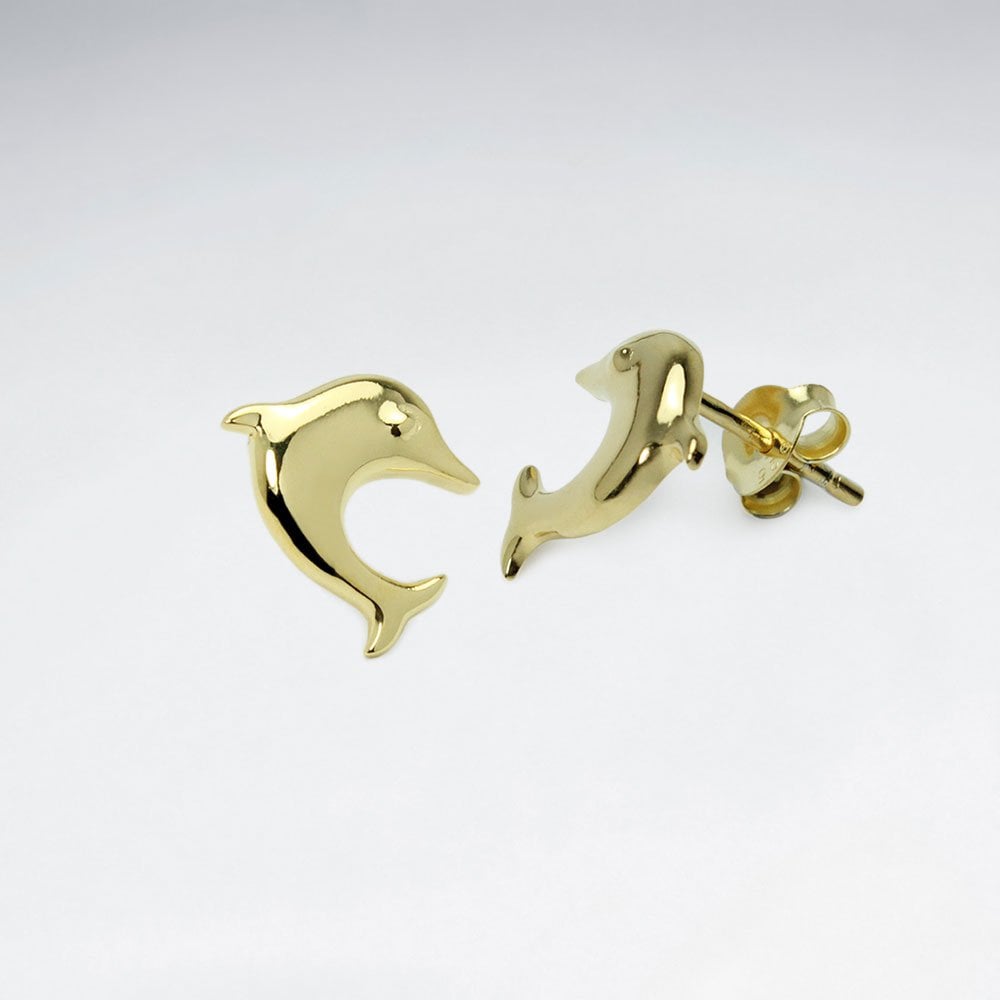 Sterling Silver Leaping Dolphin Stud Earrings
