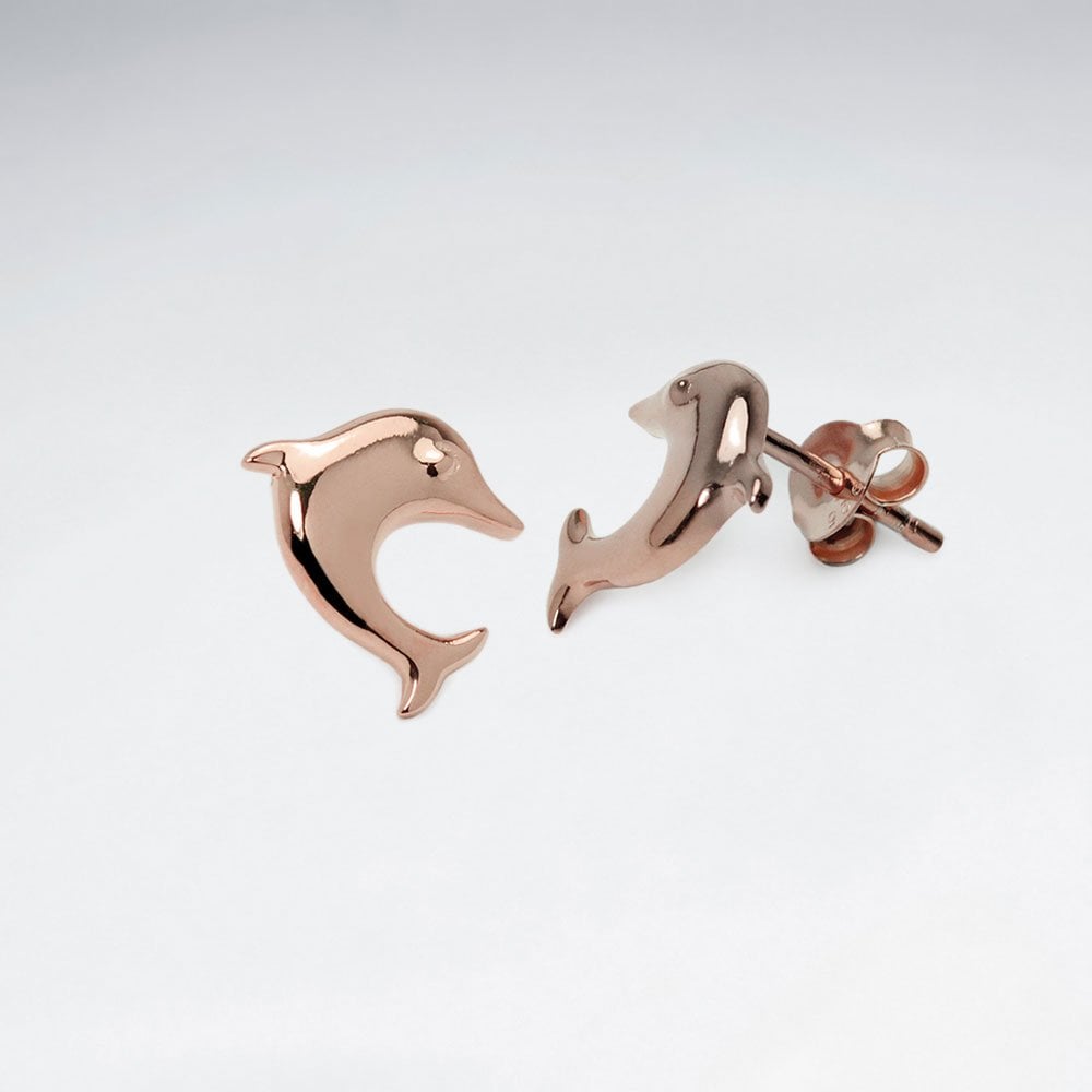 Sterling Silver Leaping Dolphin Stud Earrings
