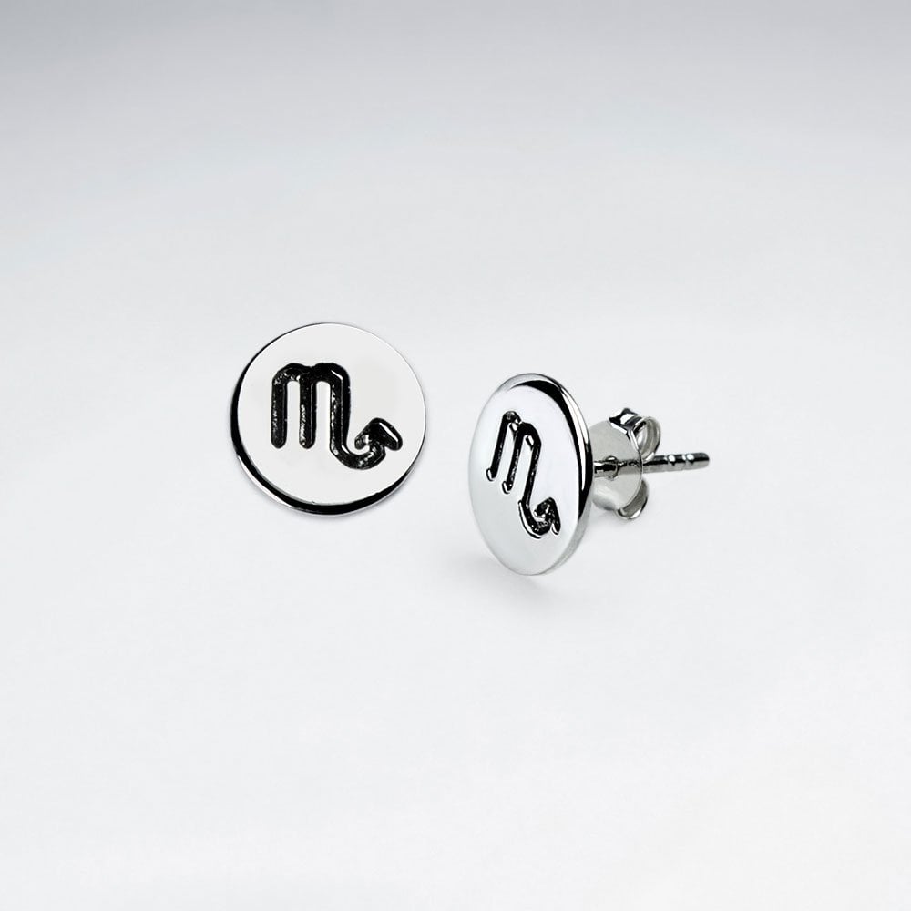 Sterling Silver Astrology Scorpio Earrings