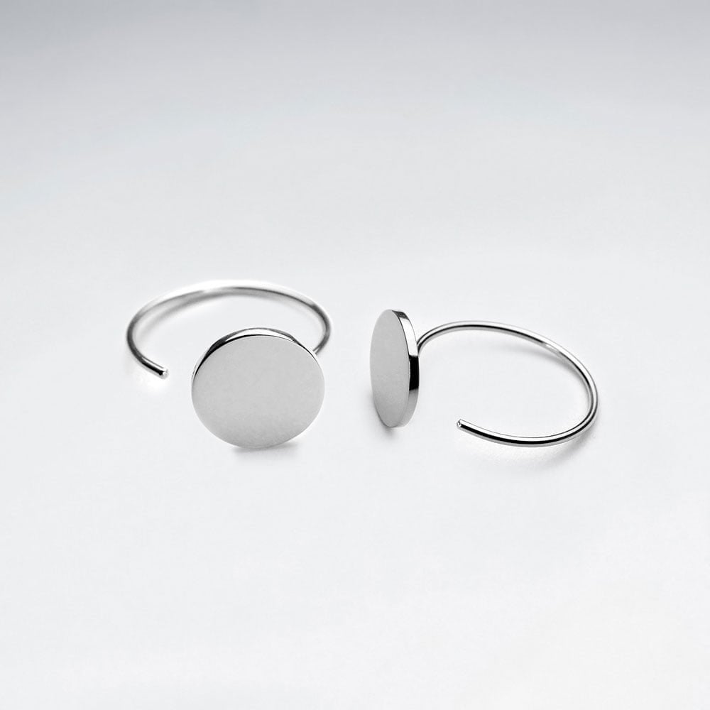 Sterling Silver Flat Circle Silhouette Hoop Earrings