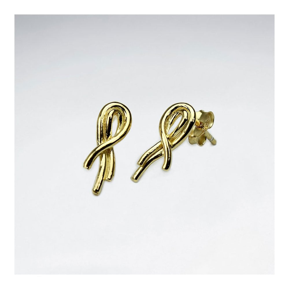 Sterling Silver Double Overlapping Ribbon Stud Earrings