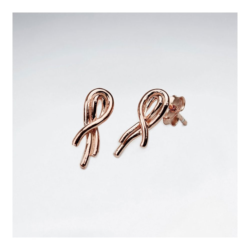 Sterling Silver Double Overlapping Ribbon Stud Earrings