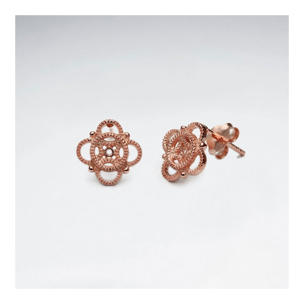 Sterling Silver Openwork Four Loop Clover Earrings