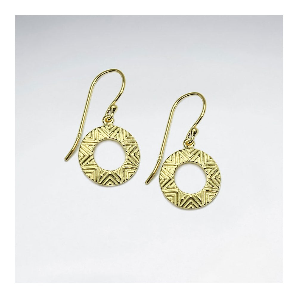 Star Burst Open Circle Sterling Silver Dangle Earrings