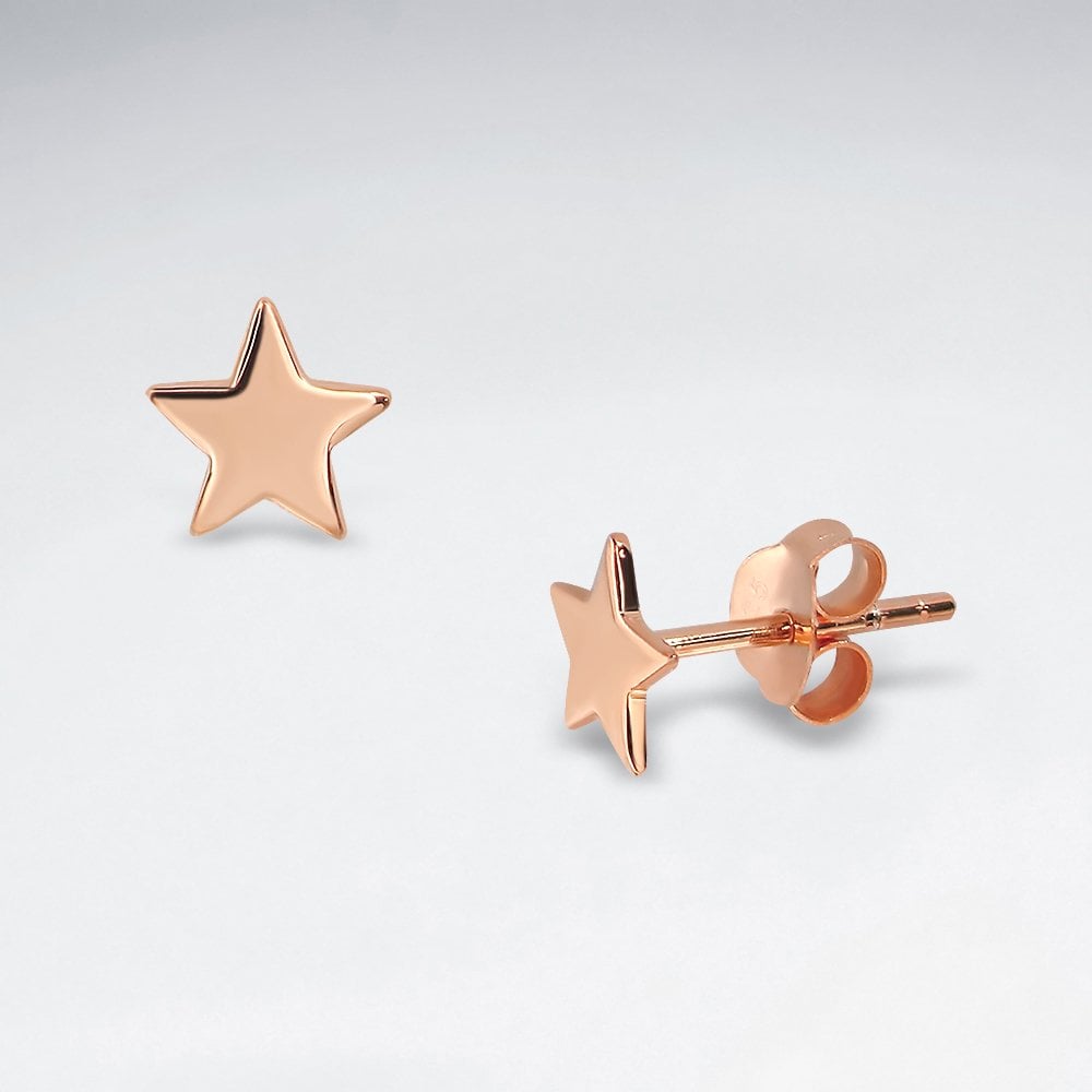 Silver Textured Star Silhouette Stud Earrings