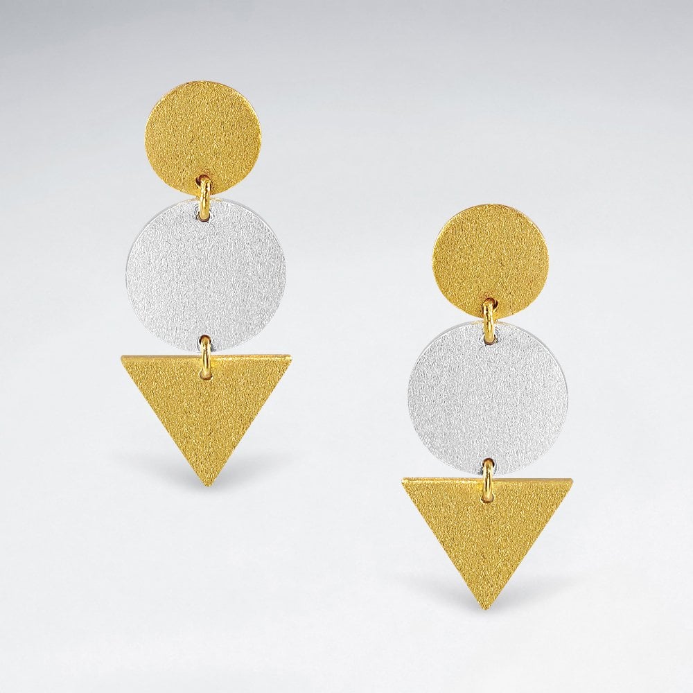 Sterling Silver Geometric Drop Stud Earrings