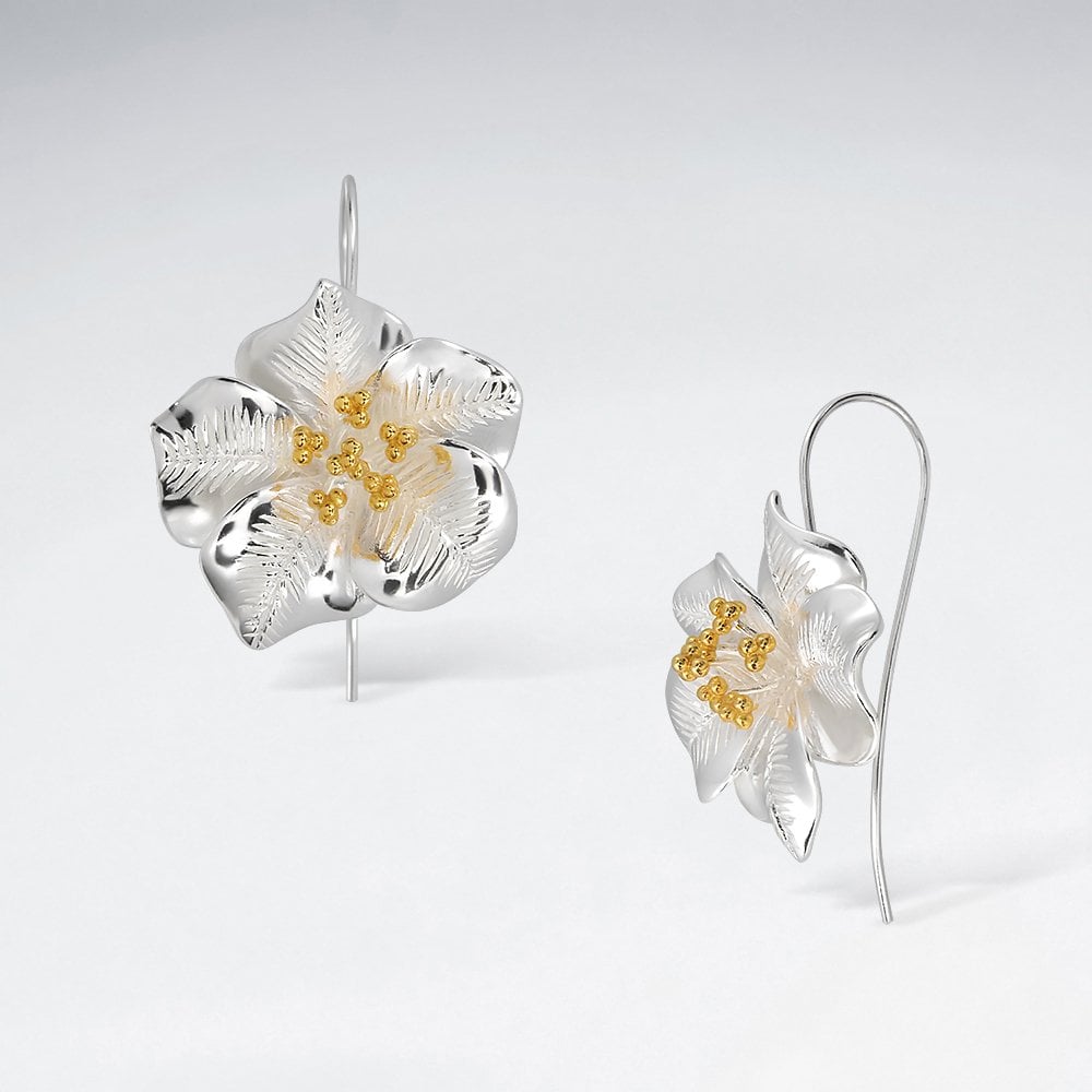 Sterling Silver Tropical Flower Earrings