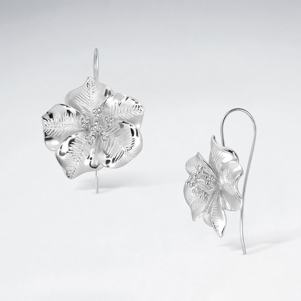 Sterling Silver Tropical Flower Earrings