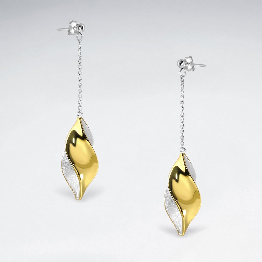 Sterling Silver Sculpted Freeform Dangle Stud Earrings
