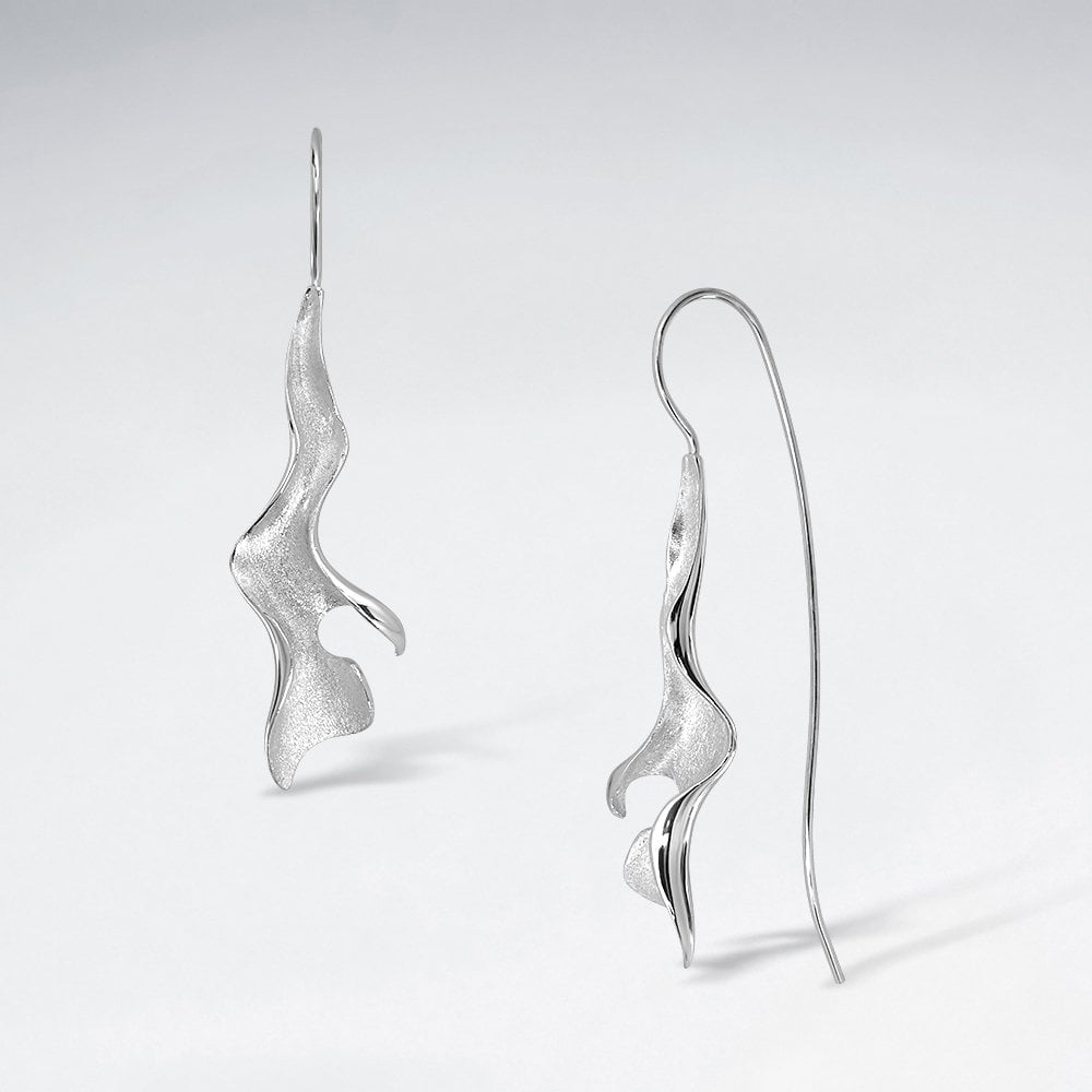 Sterling Silver Dancing Leaf Sculpture Earrings