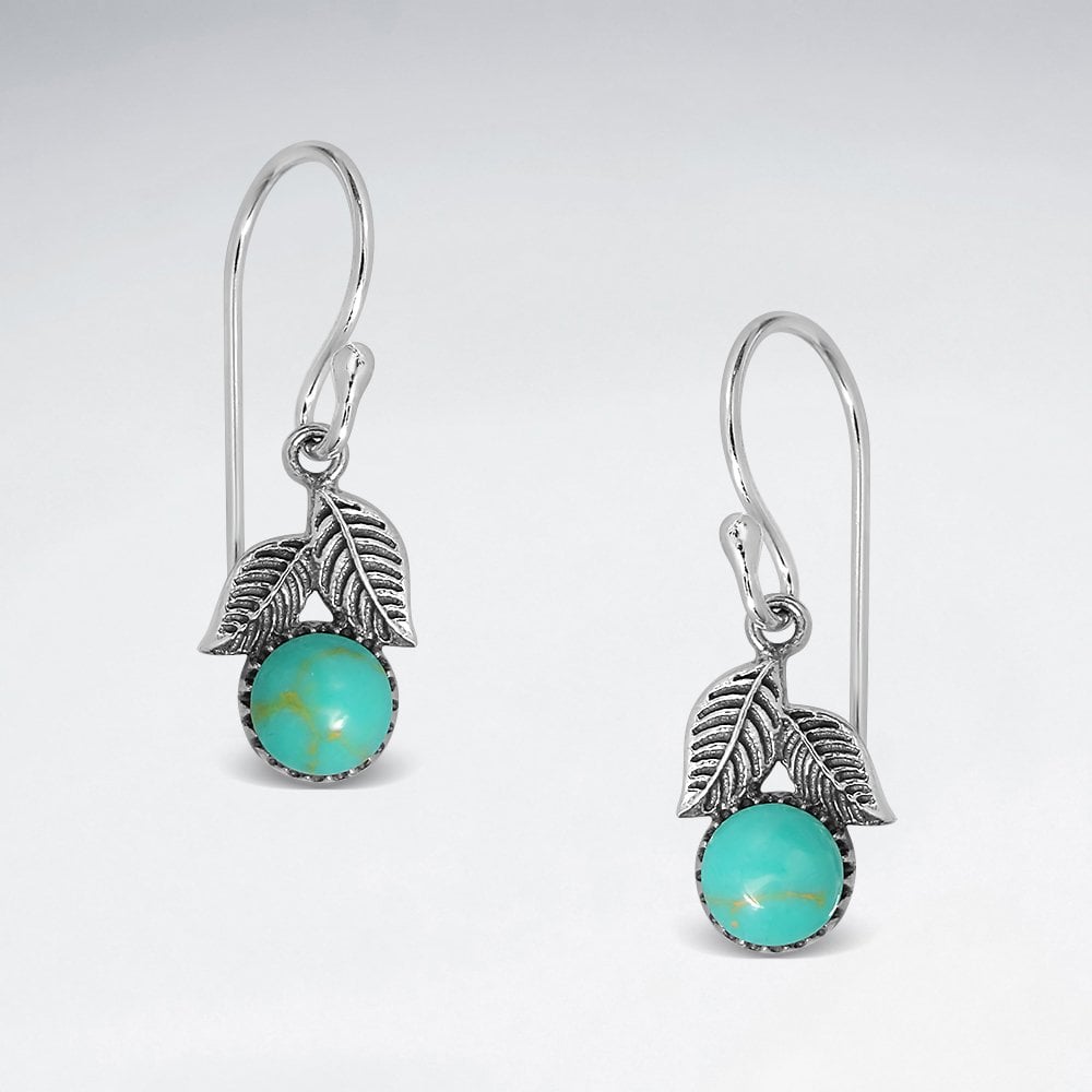 Sterling Silver Turquoise Leaf Earrings