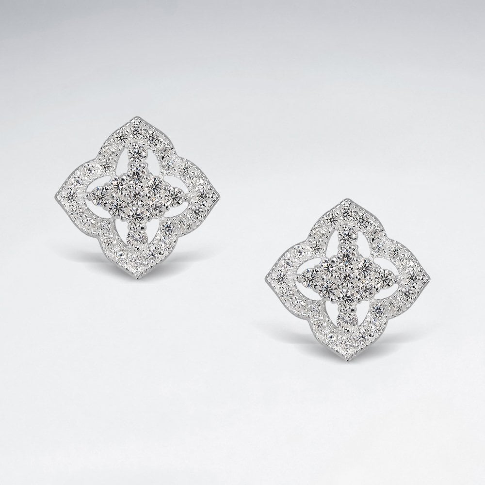 Sterling Silver Cubic Zirconia Marquis Stud Earrings