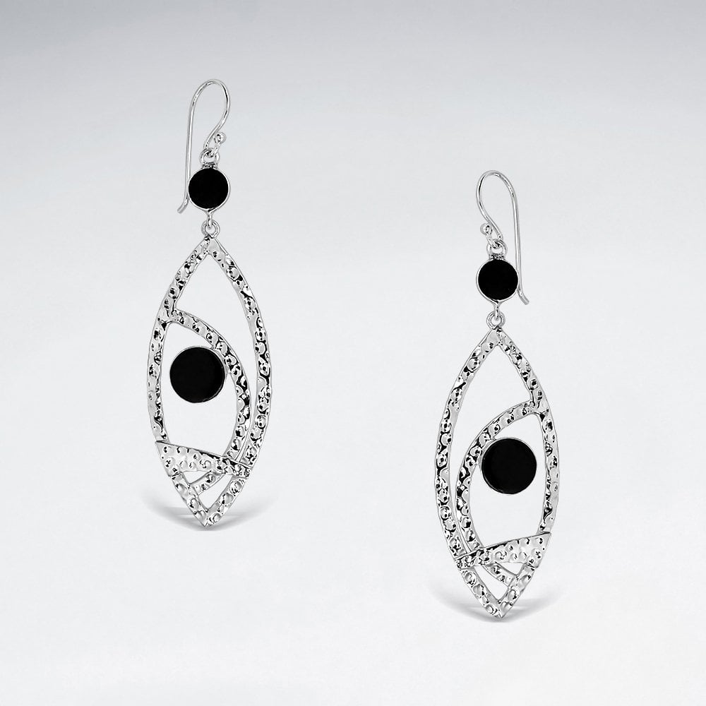 Silver Openwork Marquis Gemstone Shiwa Eye Earrings