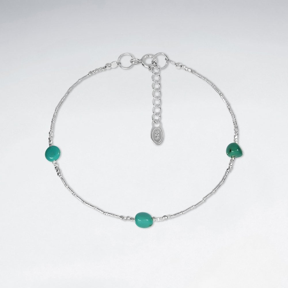 Adjustable Sterling Silver and Turquoise Bracelet