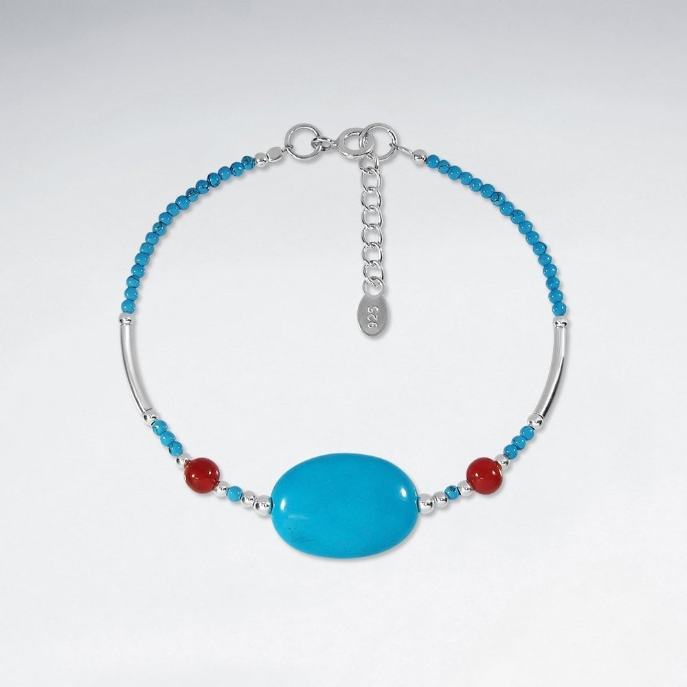 Sterling Silver and Turquoise Beaded Bracelet