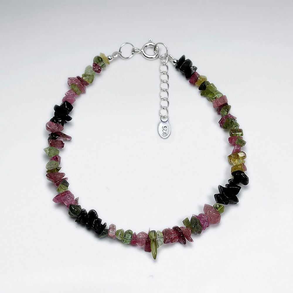 Nugget Bead Tourmaline Silver Bracelet