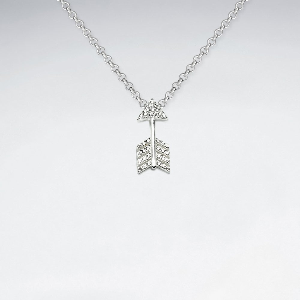 Sterling Silver CZ Arrow Pendant