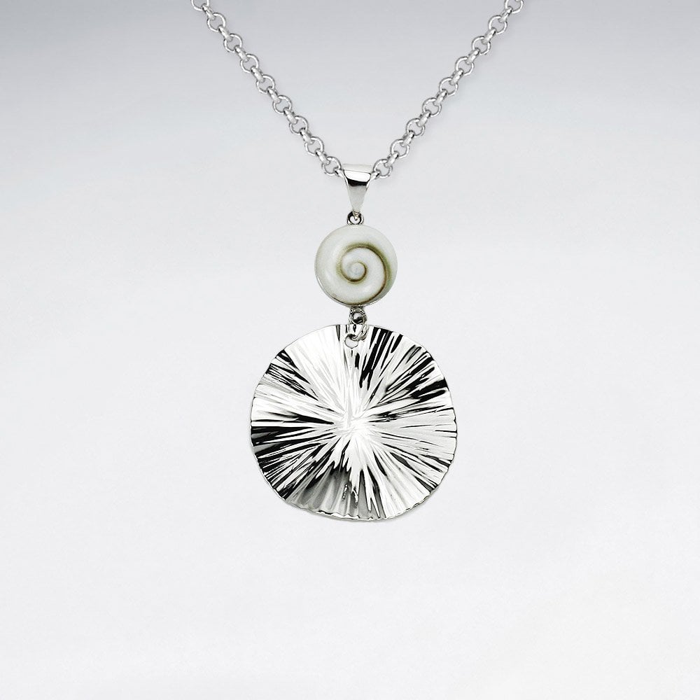 Sterling Silver Shell Circle Pendant
