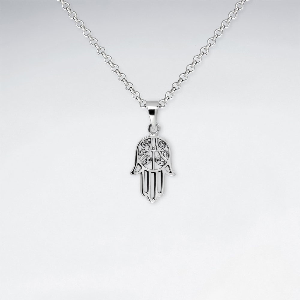 Sterling Silver Hamsa Hand Pendant