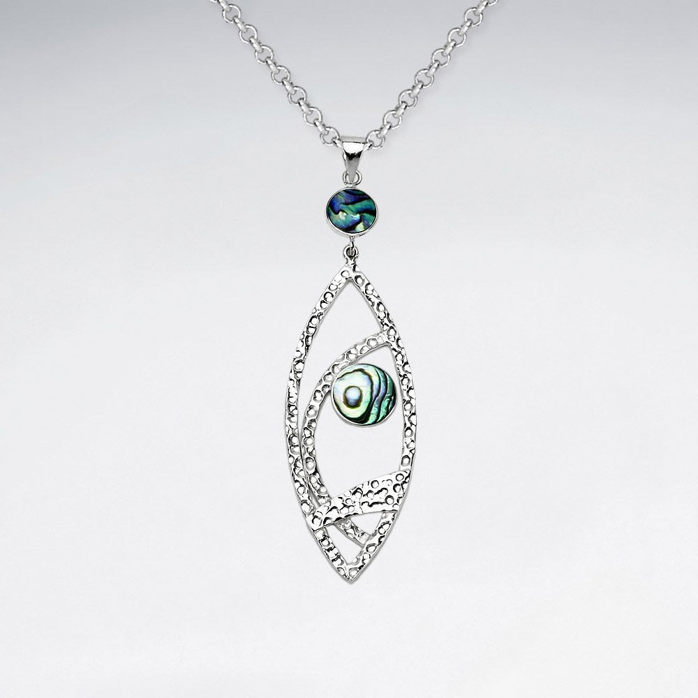 Sterling Silver Openwork Marquis Gemstone Pendant