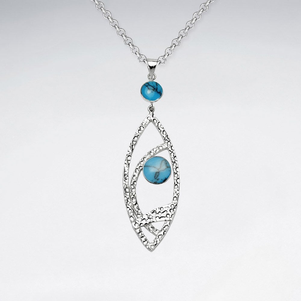 Sterling Silver Openwork Marquis Gemstone Pendant