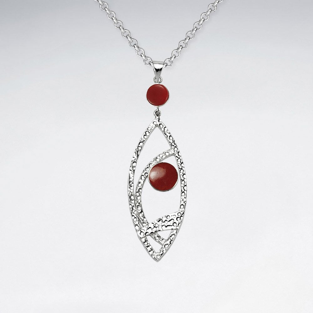 Sterling Silver Openwork Marquis Gemstone Pendant