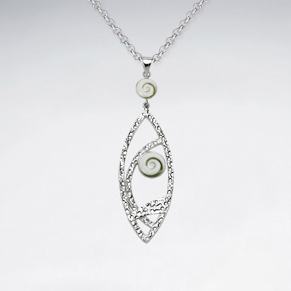 Sterling Silver Openwork Marquis Gemstone Pendant
