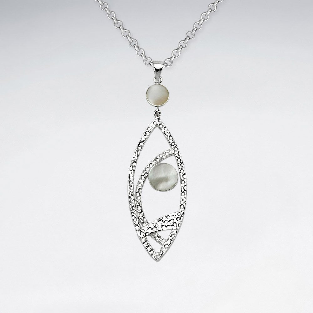 Sterling Silver Openwork Marquis Gemstone Pendant