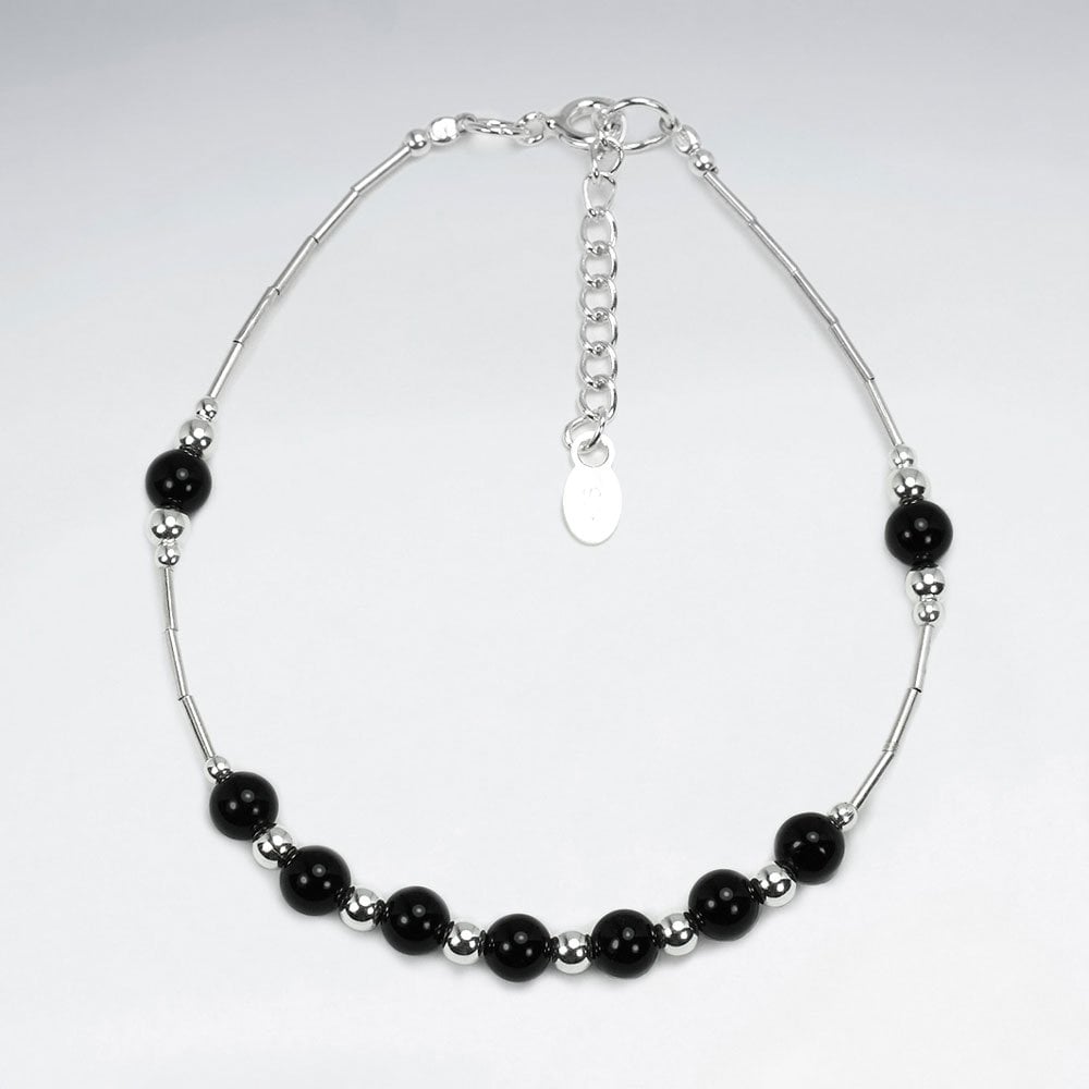 Sterling Silver Black Stone Bracelet