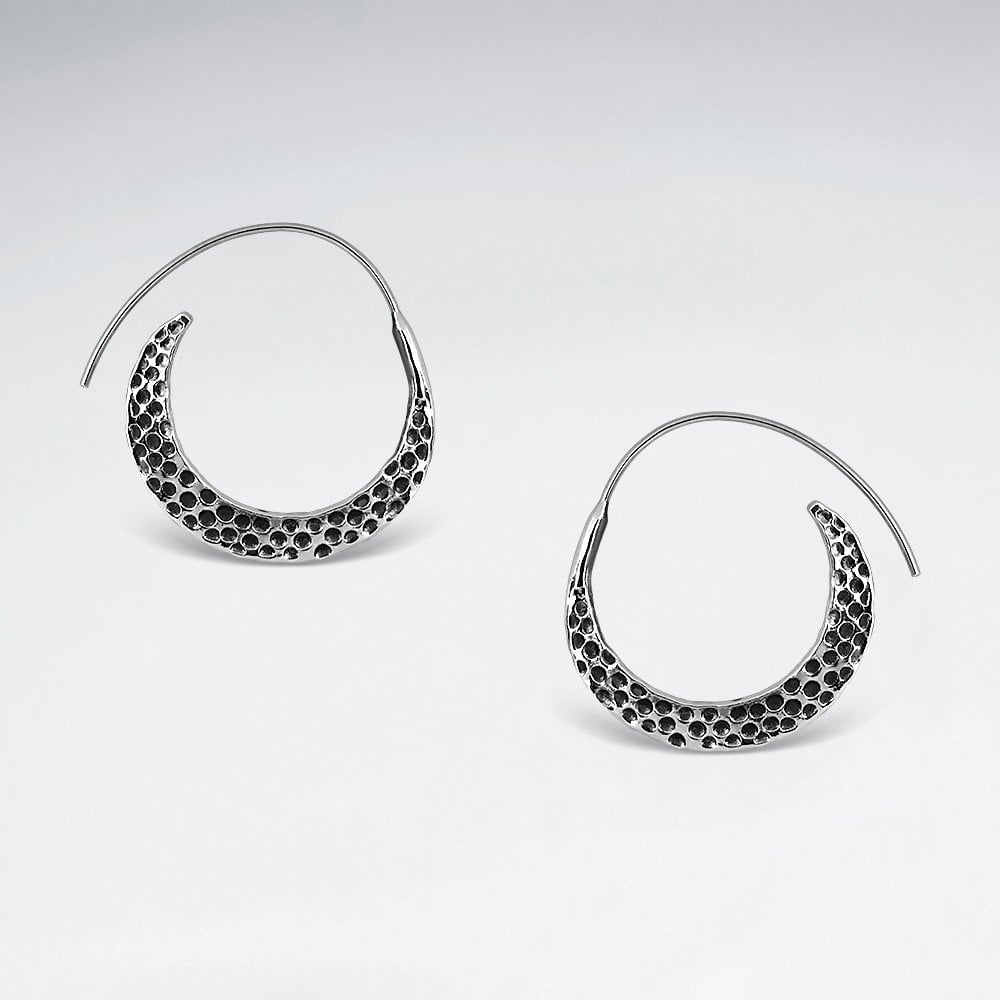 Sterling Silver Textured Bali Hoop Earrings