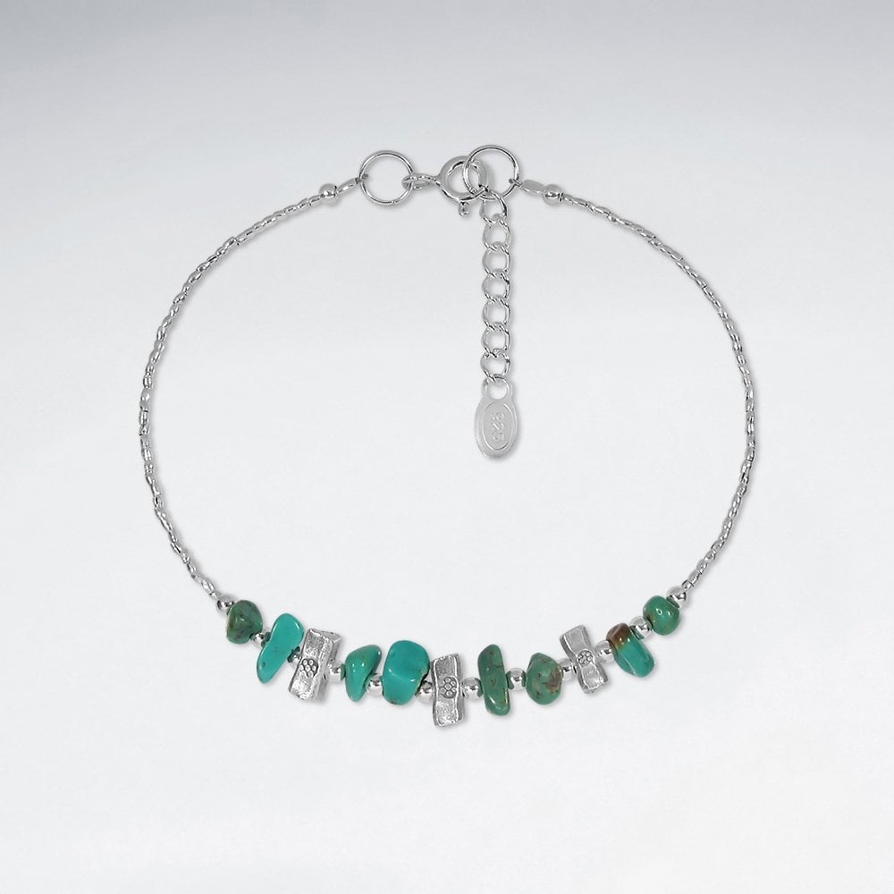 Sterling Silver Turquoise Bead Bracelet