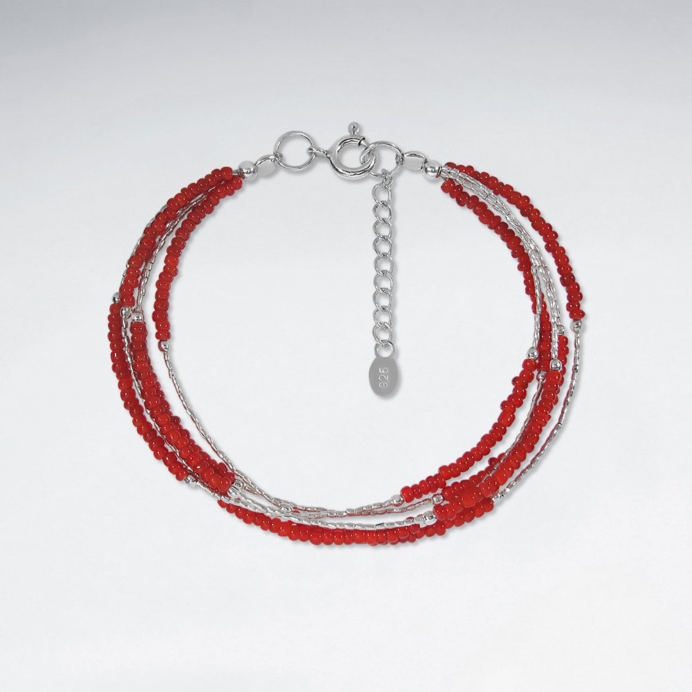 Sterling Silver Multi-Strand Beaded Bracelet