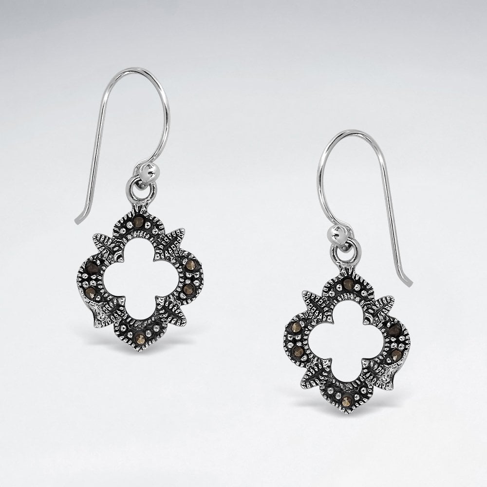 Sterling Silver Scalloped Openwork Marcasite Earrings