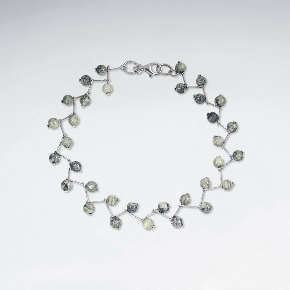 Sterling Silver Jasper Bead Bracelet