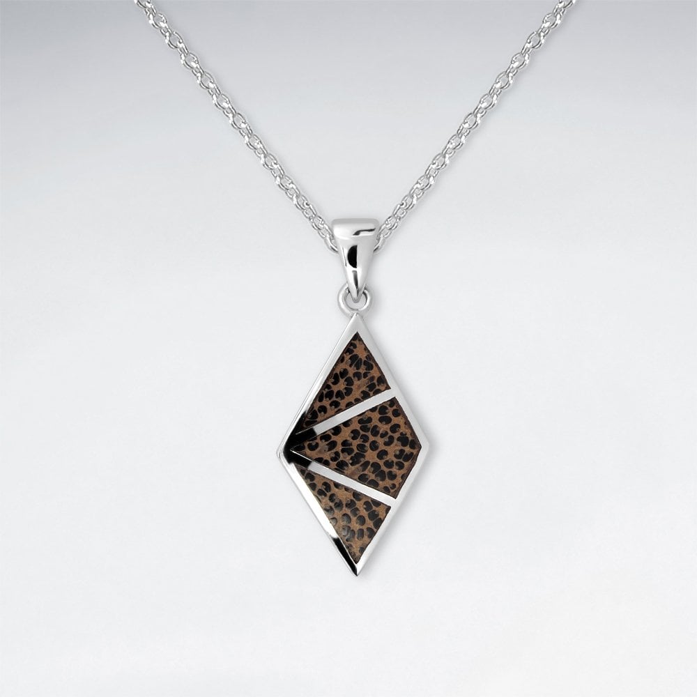 Wood and Sterling Silver Marquis Pendant