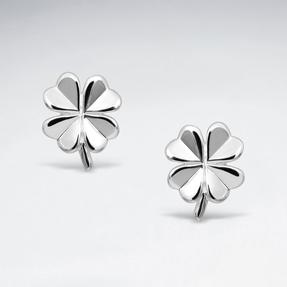 Sterling Silver Four Leaf Clover Earrings