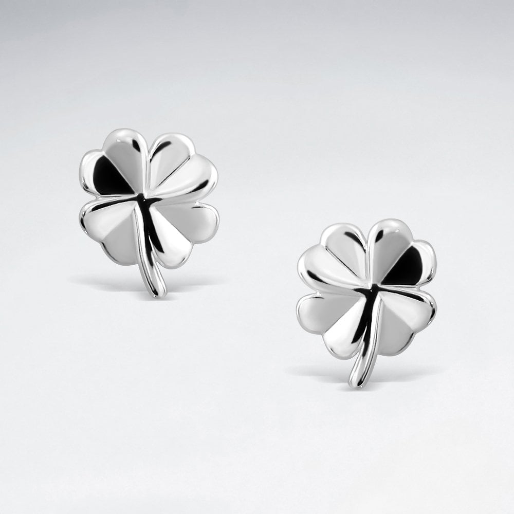 Sterling Silver Lucky Clover Stud Earrings