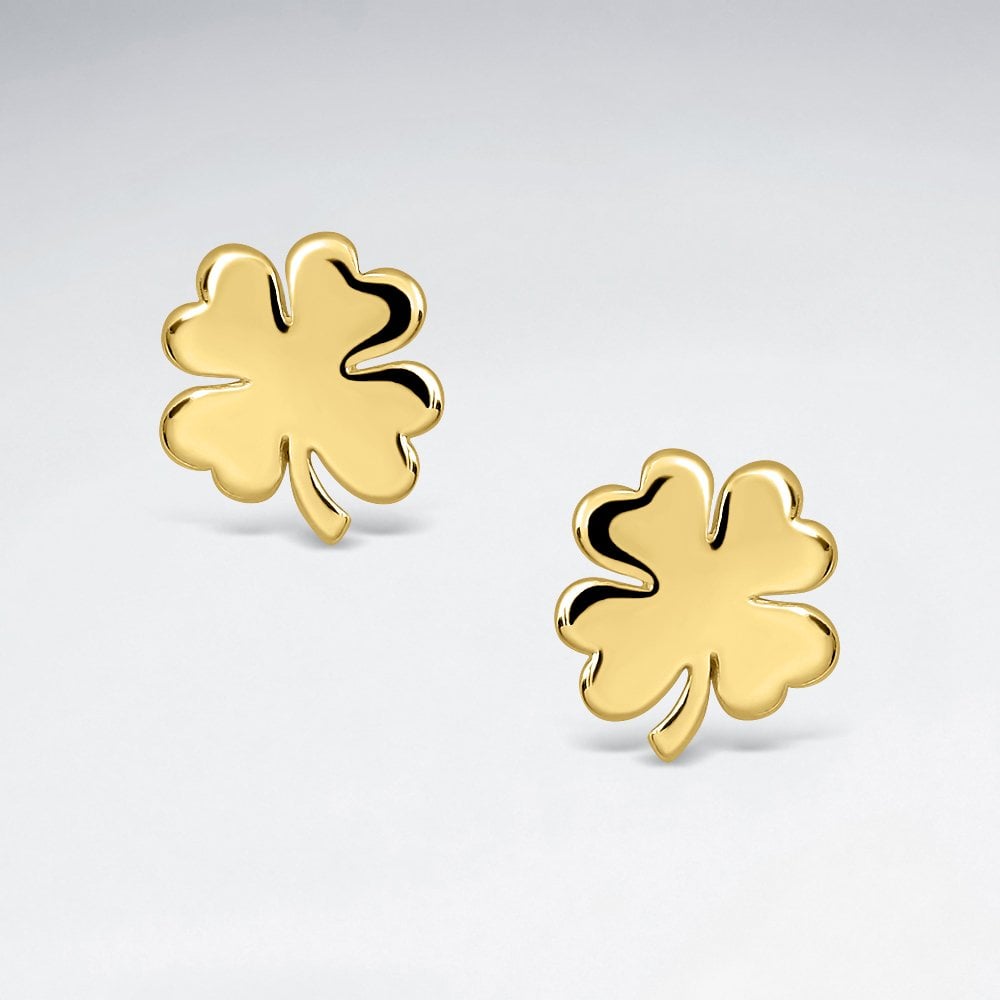 Sterling Silver Four Leaf Clover Stud Earrings