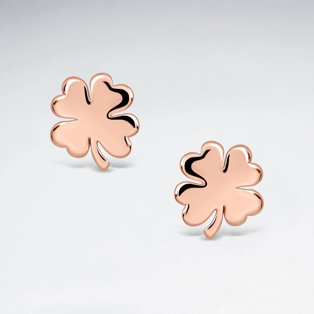 Sterling Silver Four Leaf Clover Stud Earrings