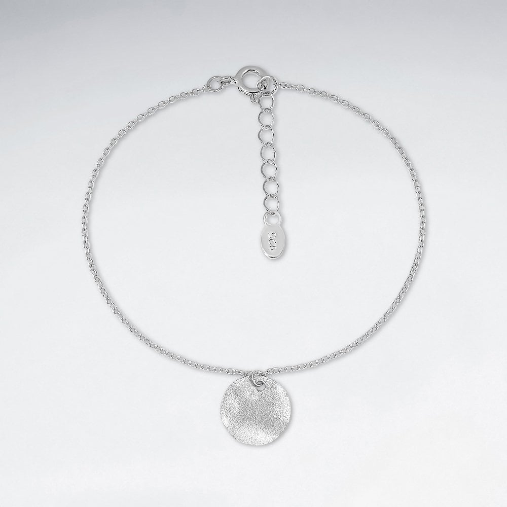 Sterling Silver Geometric Circle Disc Charm Bracelet