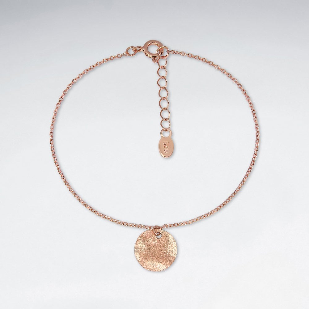 Sterling Silver Geometric Circle Disc Charm Bracelet