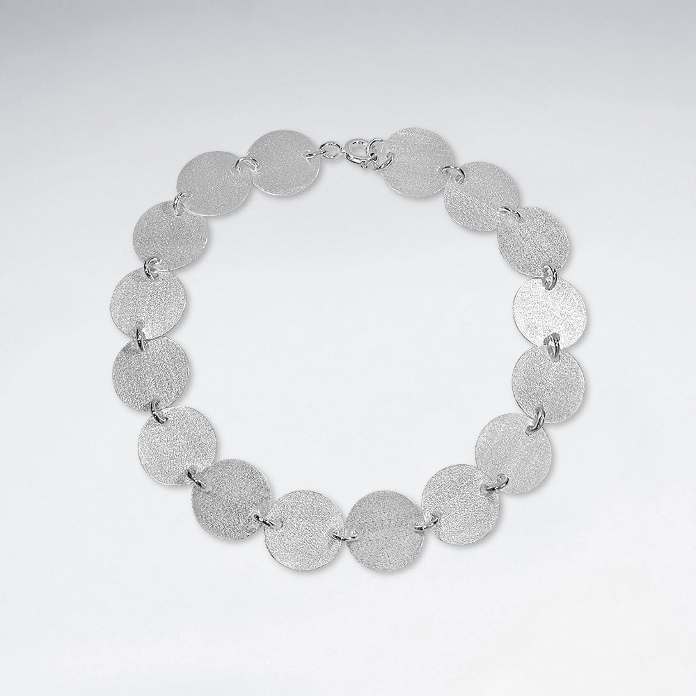 Sterling Silver Full Disc Charm Bracelet